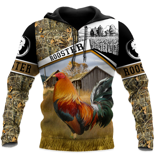 Rooster 3D All Over Printed Unisex Deluxe Hoodie ML