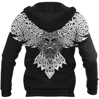 Premium Unisex Hoodie Odin Viking God And Raven ML