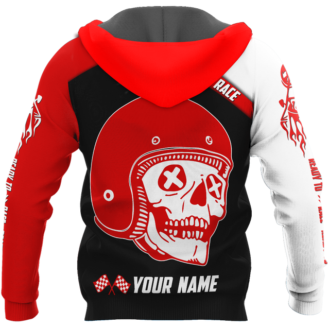 Personalized Name Motorcycle Racing 3D All Over Printed Unisex Shirts Red Skull