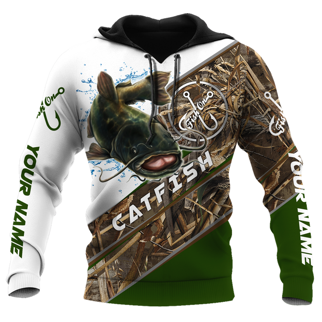 Custom name Catfish Fishing camo 3D print shirts