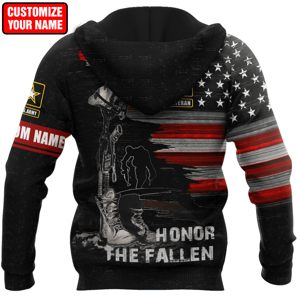 Honor the Fallen US Veteran Personalized Name 3D All Over Printed Hoodie DD26052104