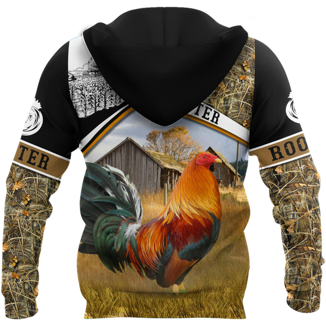 Rooster 3D All Over Printed Unisex Deluxe Hoodie ML