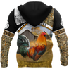 Rooster 3D All Over Printed Unisex Deluxe Hoodie ML