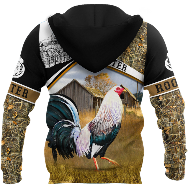 Rooster 3D All Over Printed Unisex Deluxe Hoodie ML