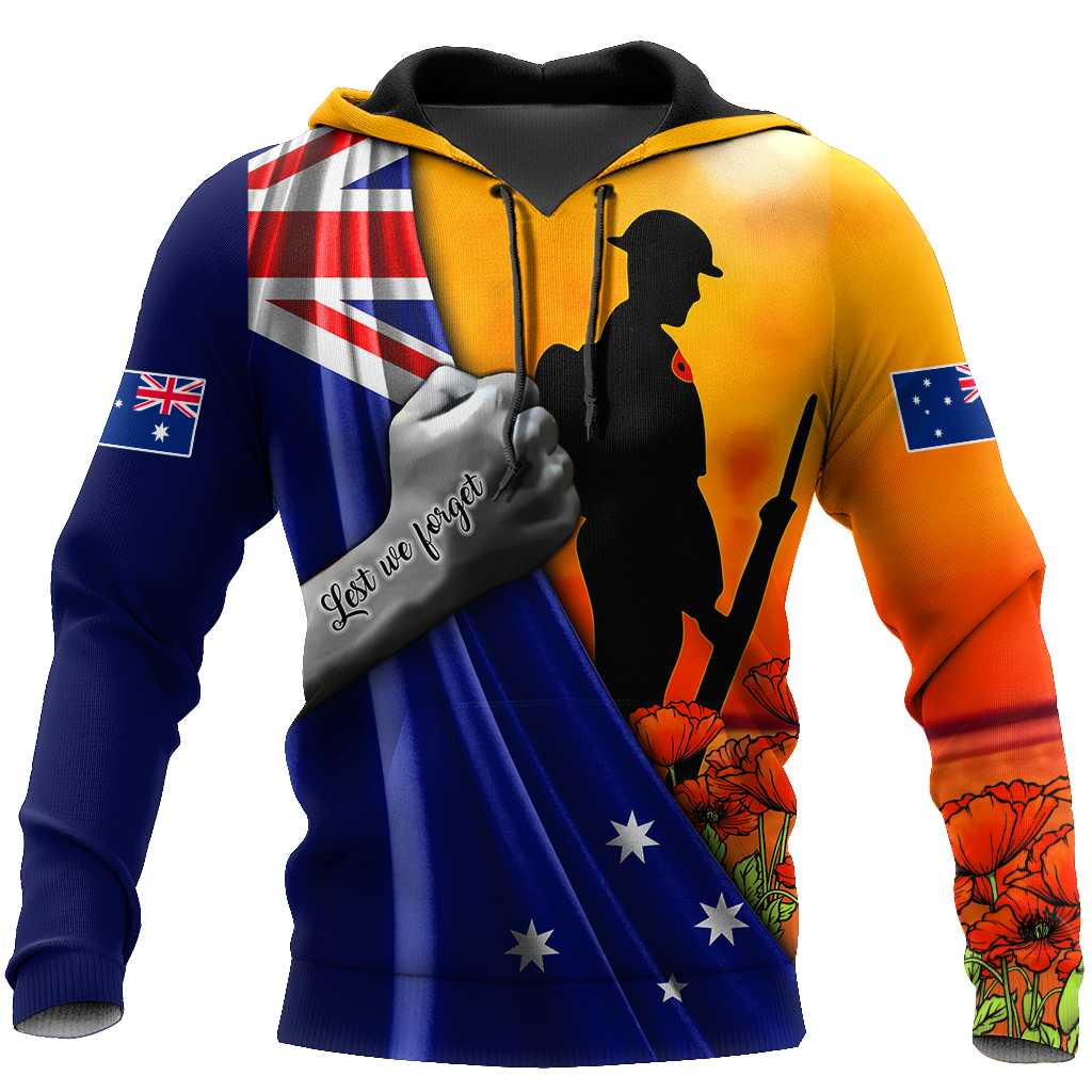 Lest we forget Australia Veteran 3D print shirt