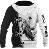 Personalized Name Bull Riding 3D All Over Printed Unisex Shirts Black And White Bull Rider