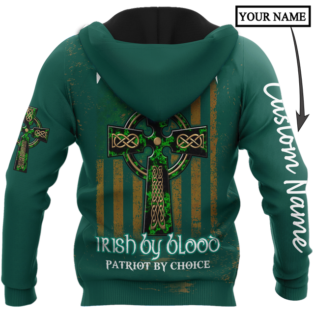 Irish St.Patrick Irish by blood 3d hoodie shirt for men and women custom name