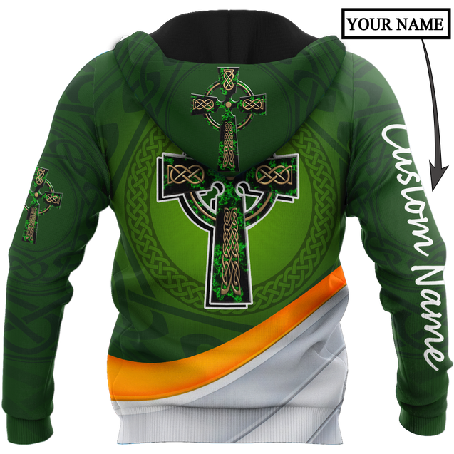 Irish St.Patrick Cross 3d hoodie shirt for men and women custom name