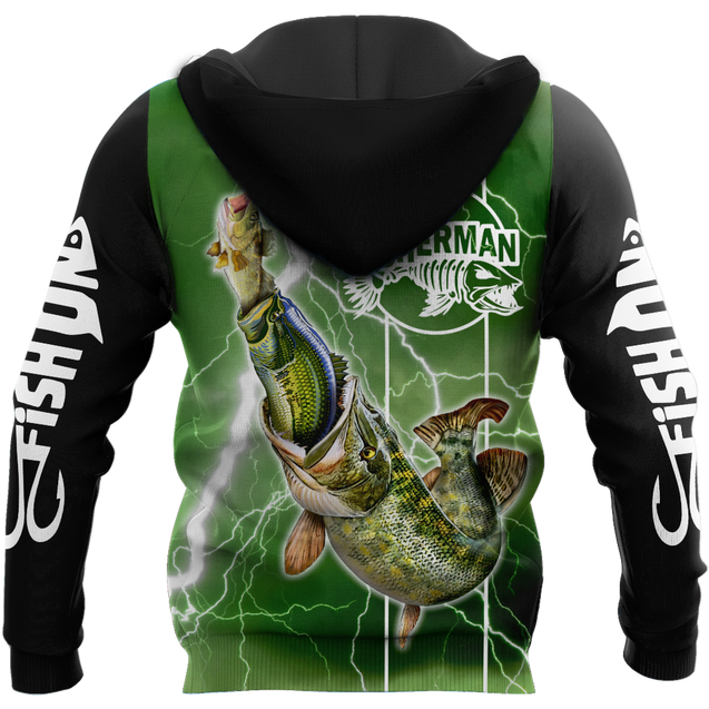 The great fish eats the small Green Fishing 3d print shirts