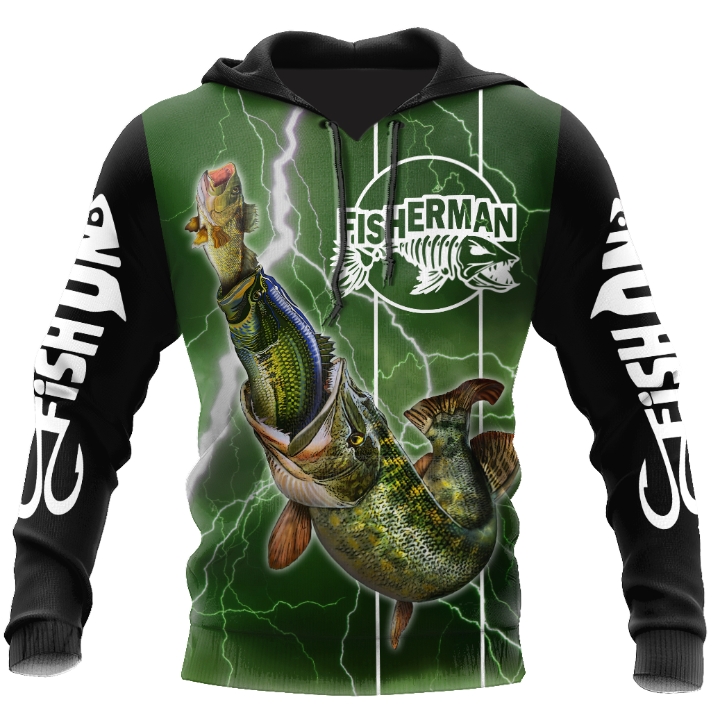 The great fish eats the small Green Fishing 3d print shirts