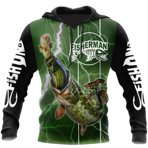 The great fish eats the small Green Fishing 3d print shirts