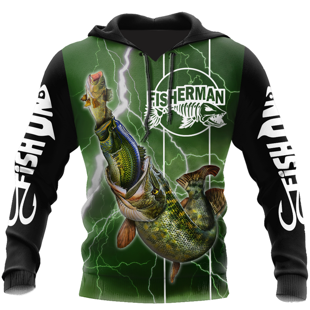 The great fish eats the small Green Fishing 3d print shirts