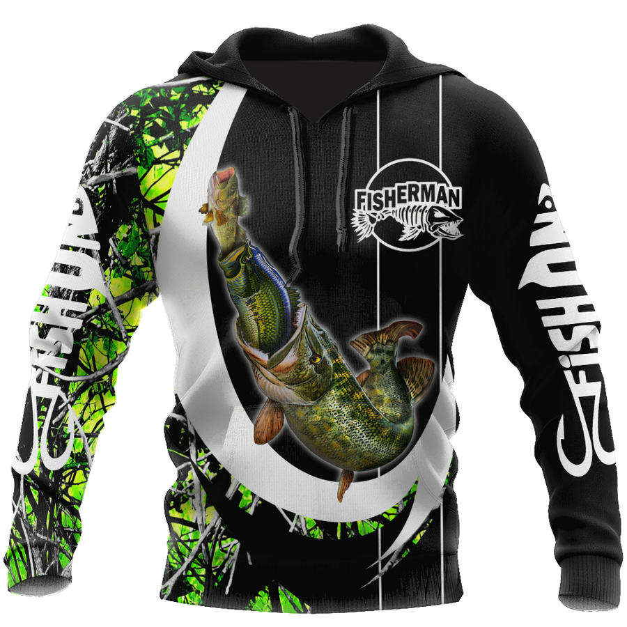 The great fish eats the small Green Camo Hook 3d print shirts