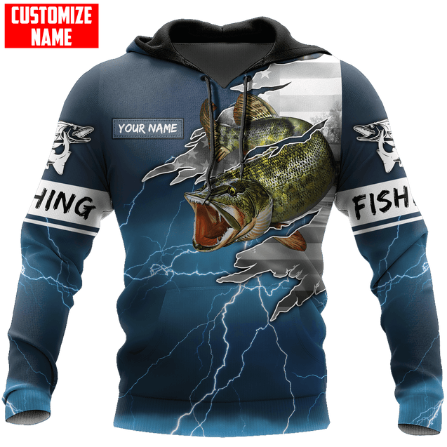 Northern Pike Fishing US Flag Custom name fishing shirts for men and women