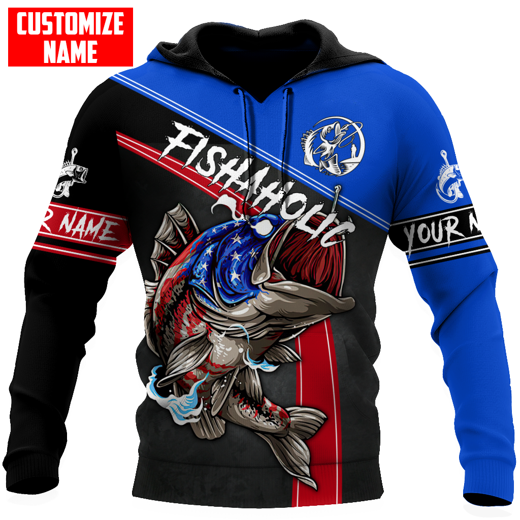 Bass fishing custom name vintage US fishaholic 3D design printed