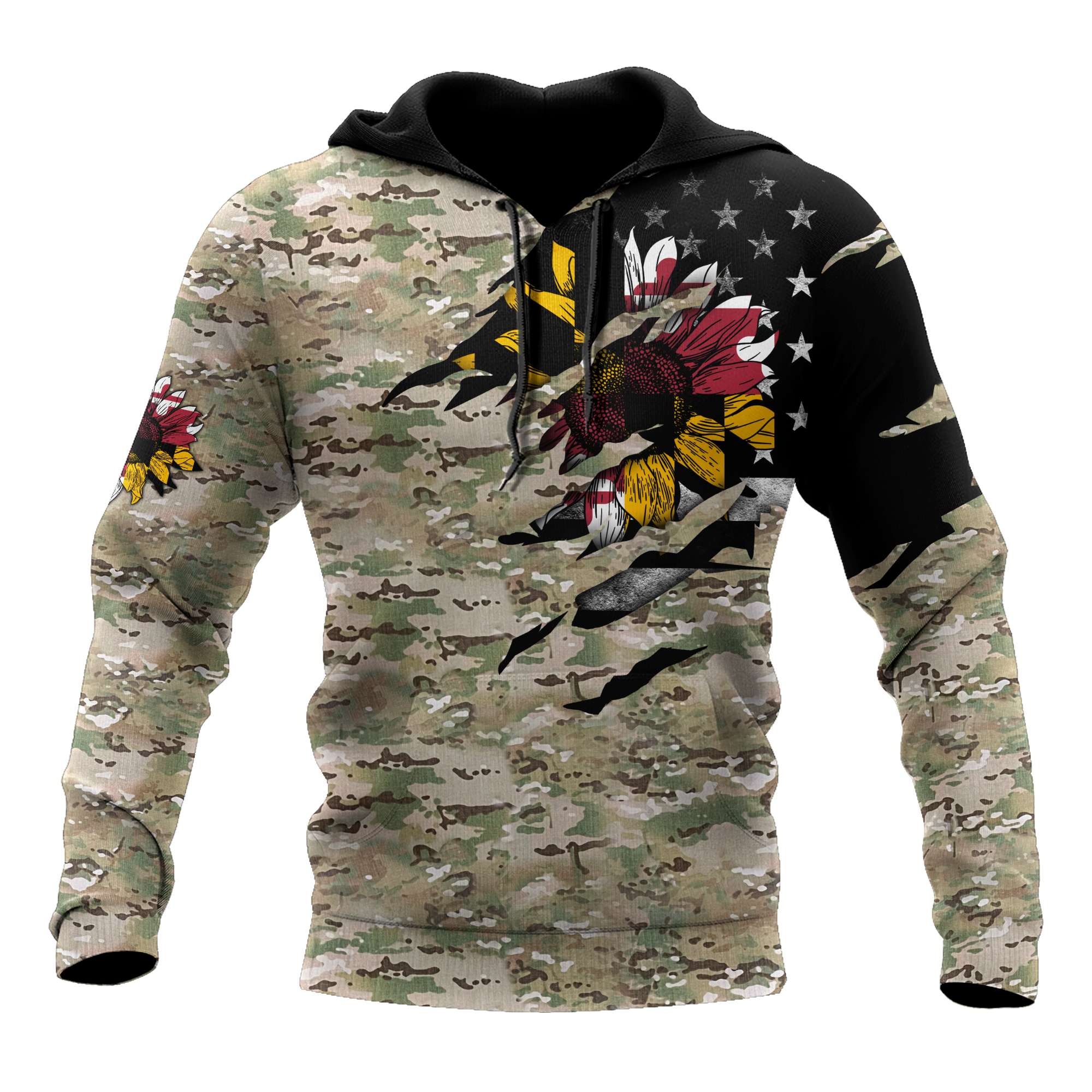 Maryland Sunflower Camo 3D All Over Printed Unisex Shirts