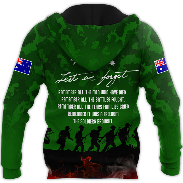 Premium Anzac Day Lest We Forget 3D Printed Unisex Shirts TN