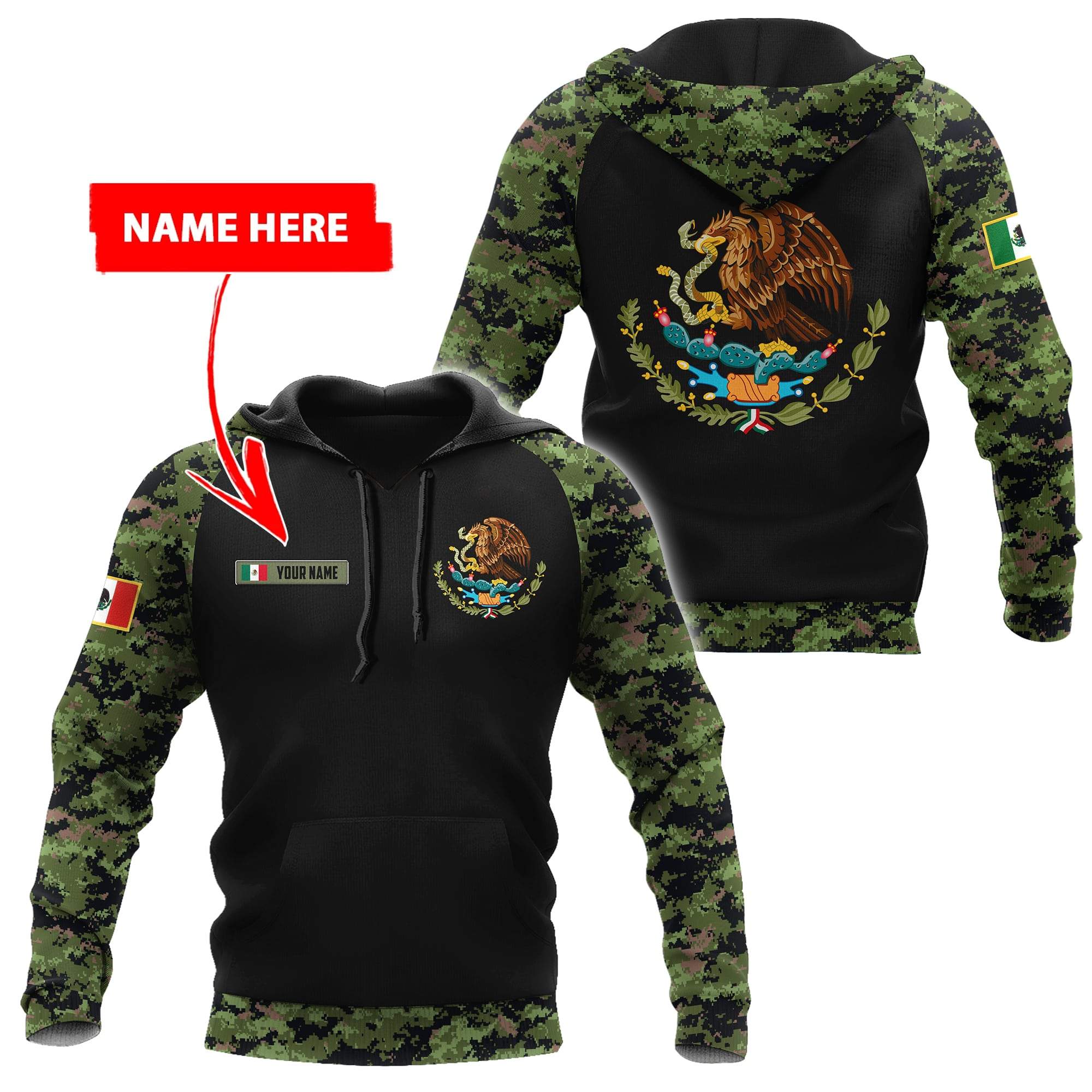Mexico Coat Of Arms 3D All Over Printed Hoodie