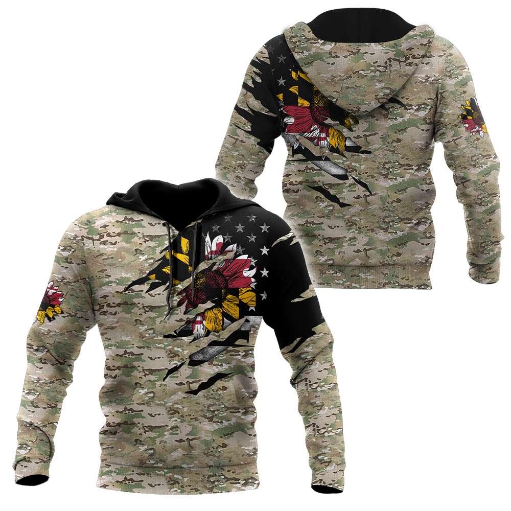 Maryland Sunflower Camo 3D All Over Printed Unisex Shirts