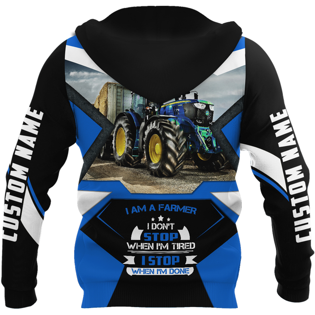 3D All Over Printed Tractor  Blue Unisex Shirts Custom Name XT PD04022101-S2