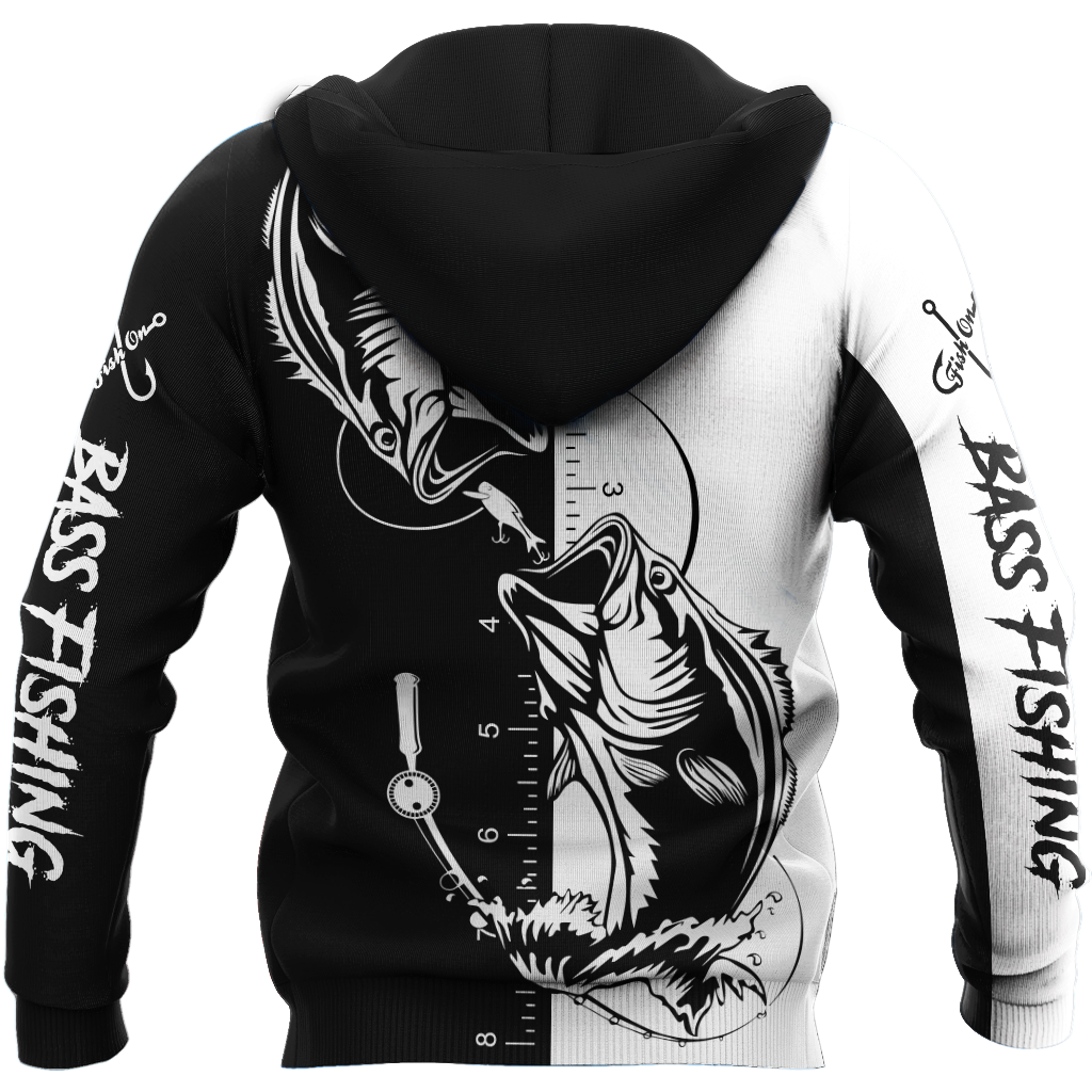 Bass fishing tattoo the rule Black White 3D print shirts