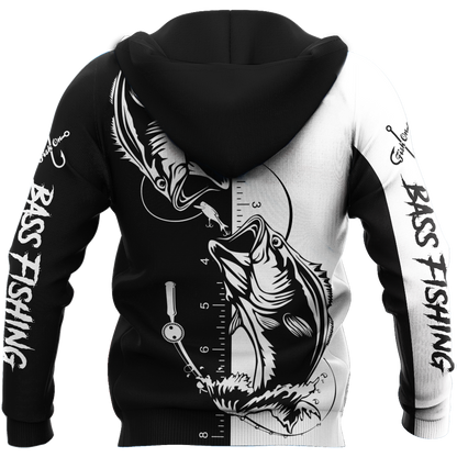 Bass fishing tattoo the rule Black White 3D print shirts