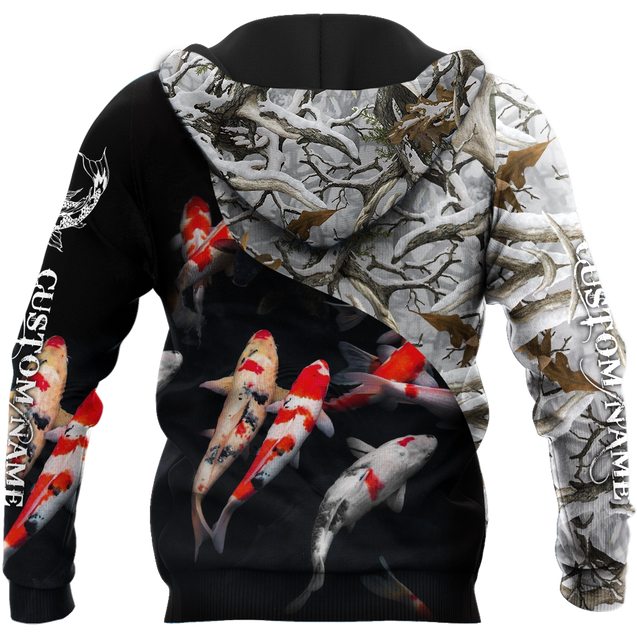 Custom name Koi fish underwater 3D Design print shirts