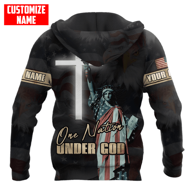 Customized name One Nation Under God 3D All Over Printed Unisex Shirts