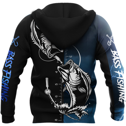 Bass fishing tattoo the rule Blue colour 3D print shirts