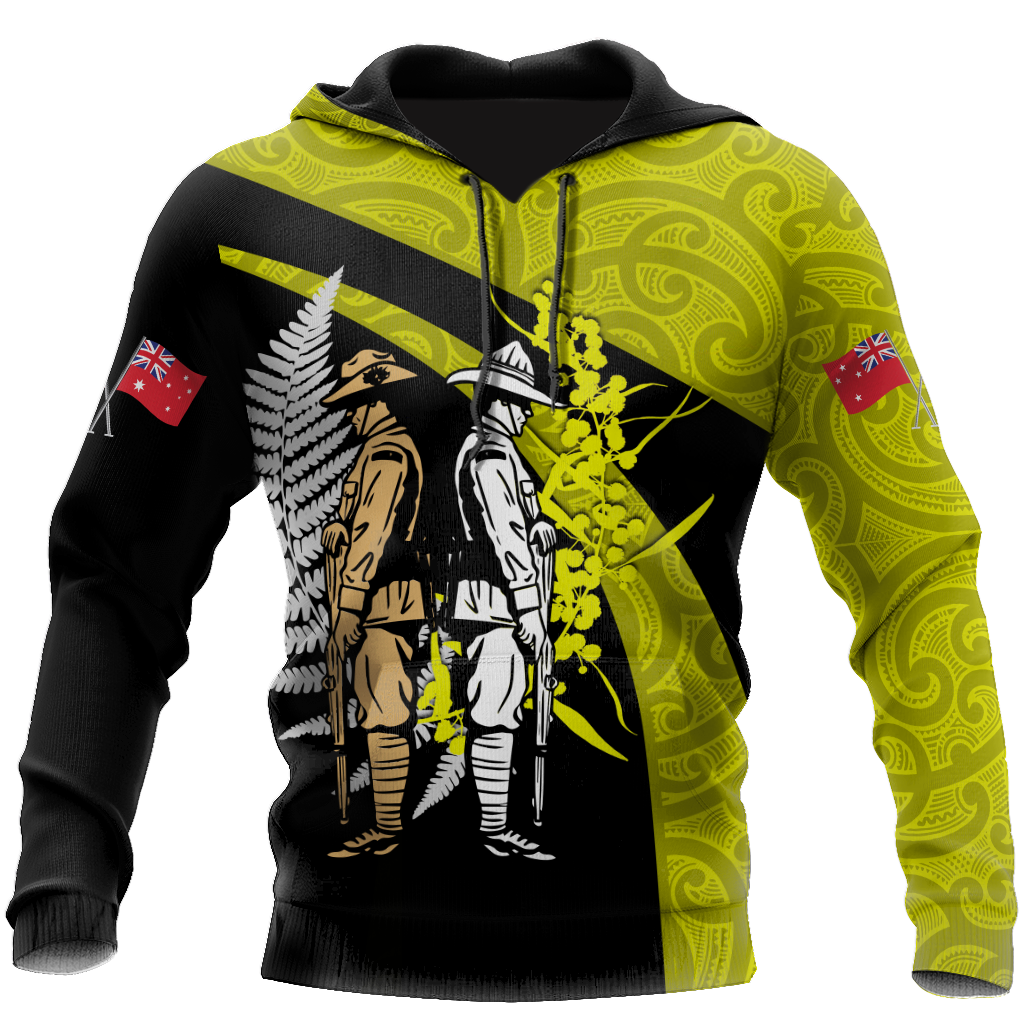 Anzac day the ode fern-wattle Australia and Kiwi Veteran yellow 3D print shirt