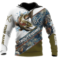 Custom name Trout-Salmon Fishing Underwater Camo 3D painting printed shirts