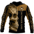 October Girl Skull 3D All Over Printed Shirts For Men and Women MH28062101