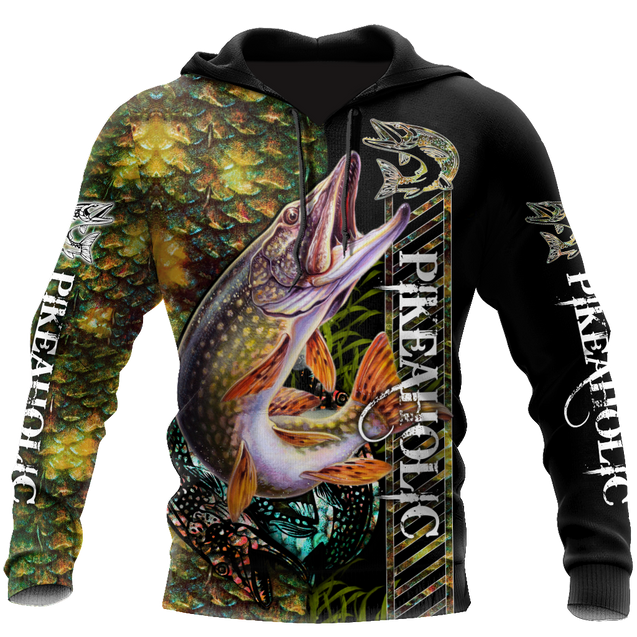 Fishaholic Northern Pike Fishing camo unisex 3d all over printed shirts