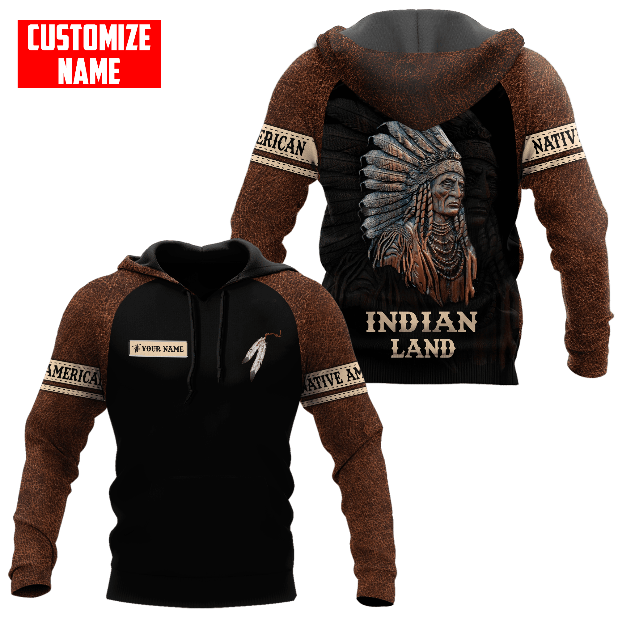 Customized name Native American 3D All Over Printed Unisex Shirts