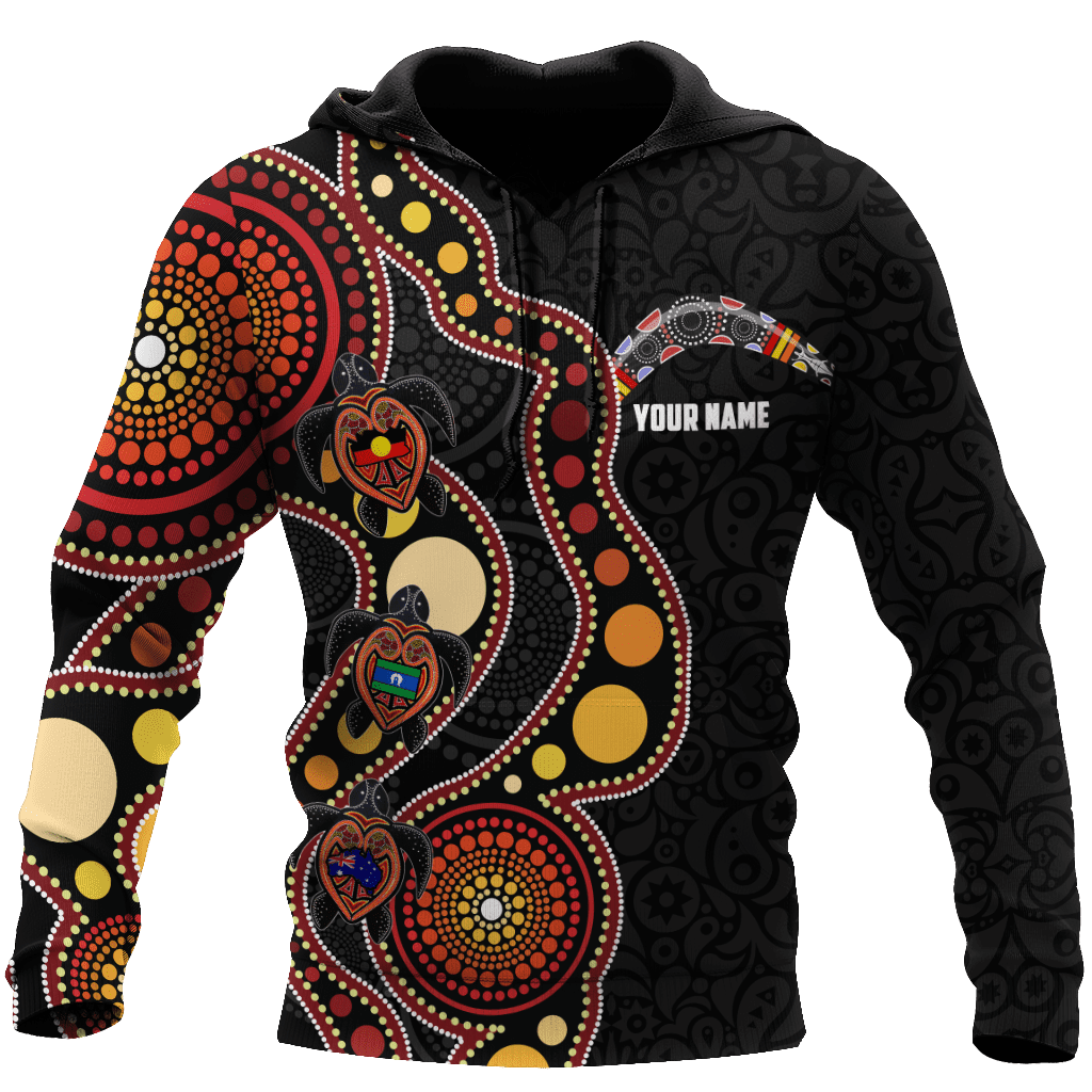 Custom name Aboriginal turtles circle dots 3D design printed shirts