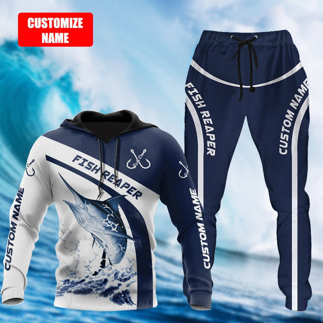 Custom name Marlin fishing design 3d print Combo Hoodie And Sweatpant