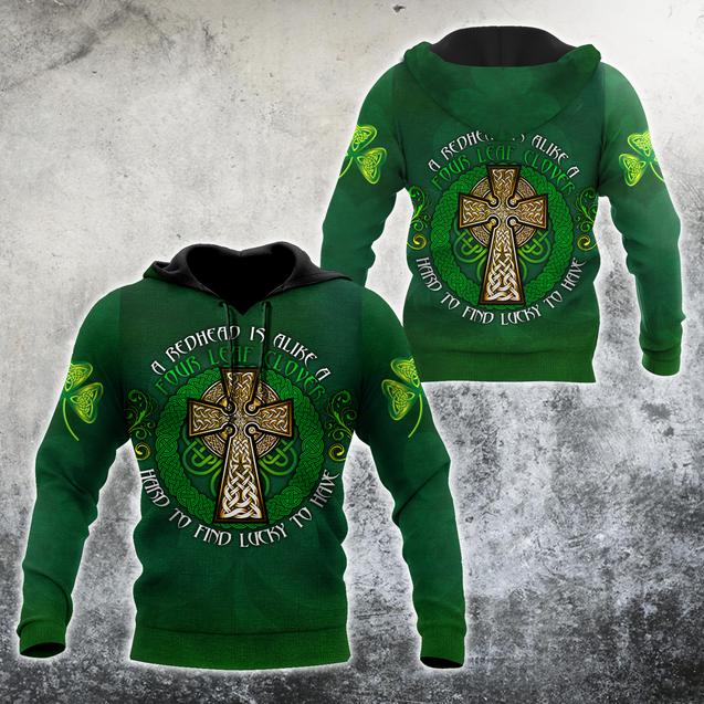 Premium Unisex Hoodie Irish St.Patrick  Celtic Cross And Shamrock  ML