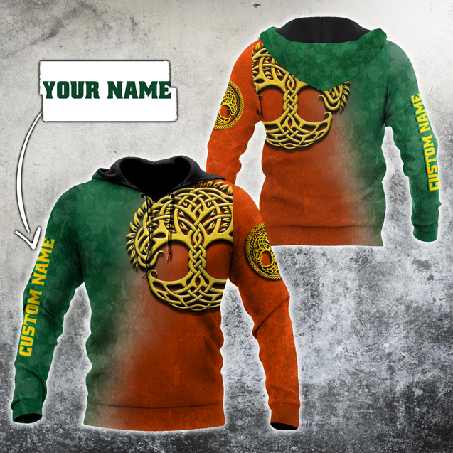 Irish St.Patrick day tree of life 3d hoodie shirt for men and women custom name