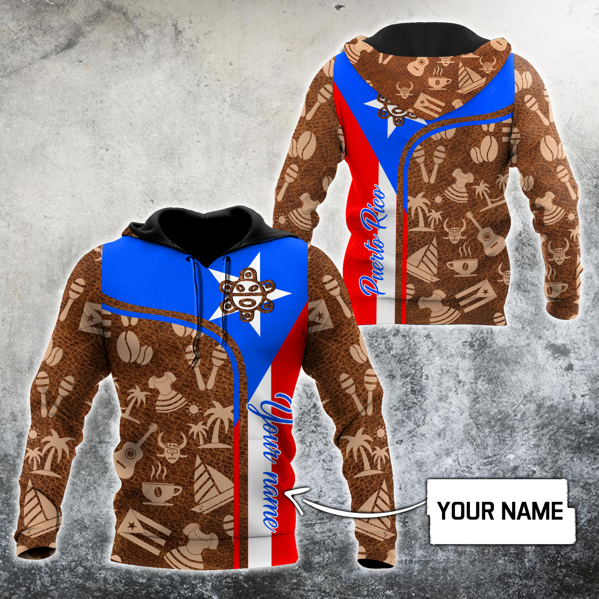 Customize Name Puerto Rico Symbol Hoodie For Men And Women MH06022104