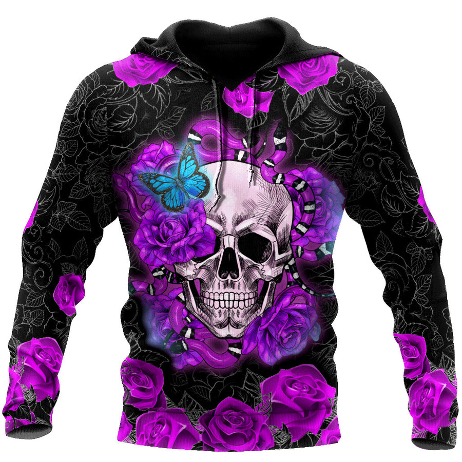 3D Skull Rose Hoodie Unisex Outfit