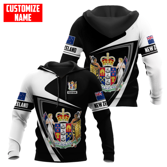 New Zealand Aotearoa Coat Of Arm Army Camou Personalize 3D Unisex Hoodie