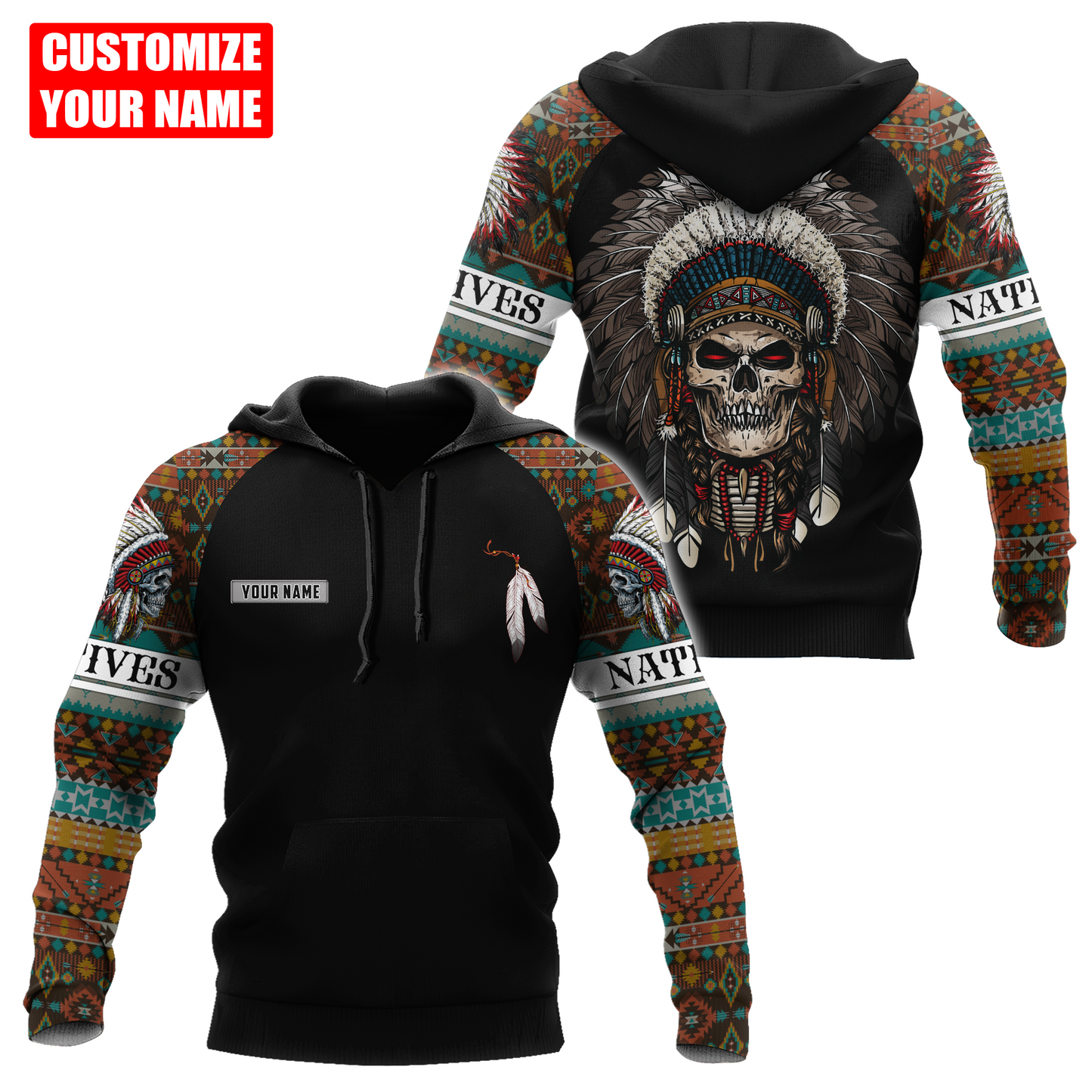 Customized name Native American 3D All Over Printed Unisex Shirts