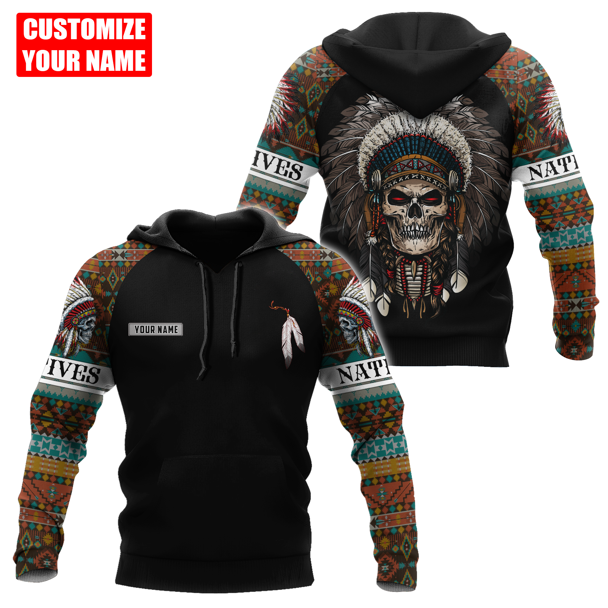 Customized name Native American 3D All Over Printed Unisex Shirts