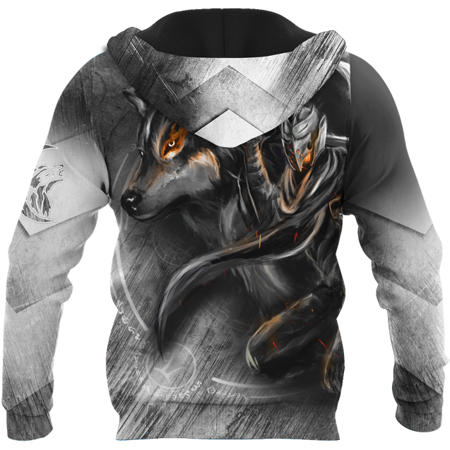 Knight Wolf 3D All Over Printed Unisex Deluxe Hoodie ML