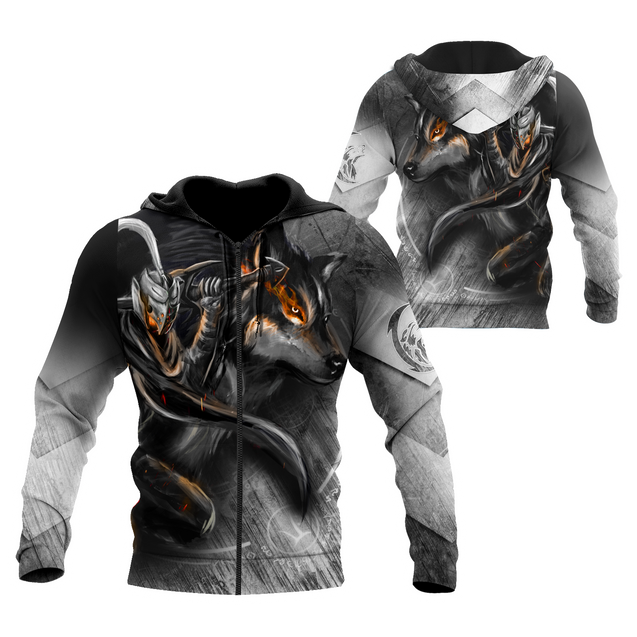 Knight Wolf 3D All Over Printed Unisex Deluxe Hoodie ML