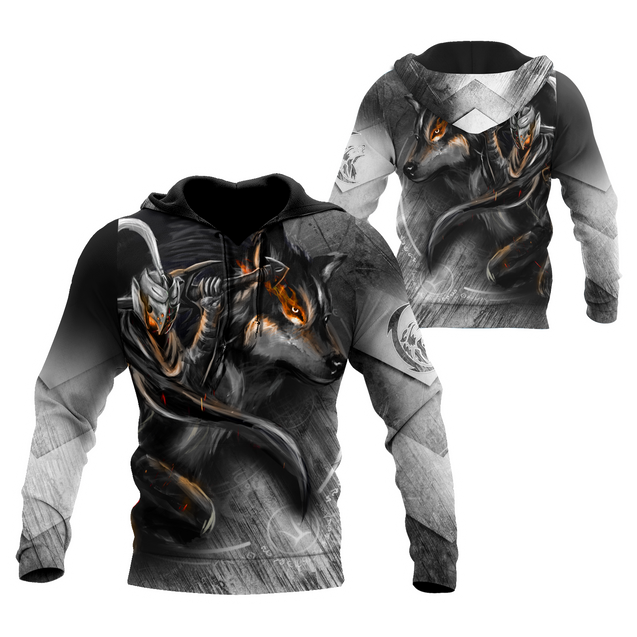 Knight Wolf 3D All Over Printed Unisex Deluxe Hoodie ML