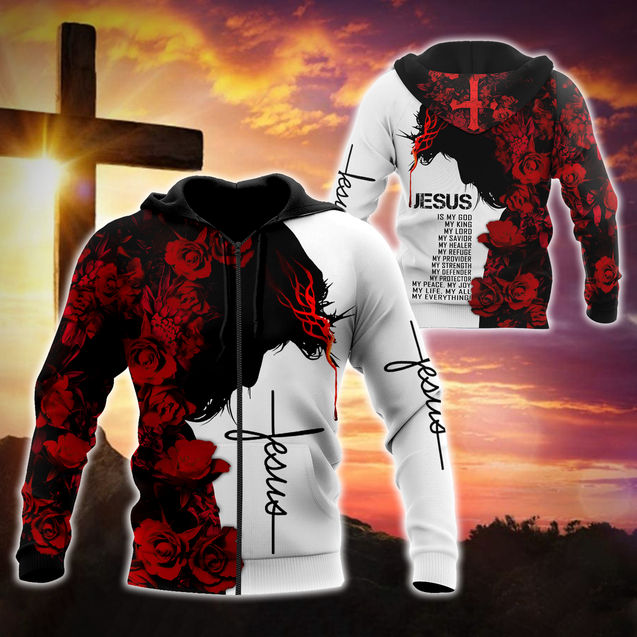 Premium Christian Jesus Catholic Red Roses 3D Printed Unisex Shirts