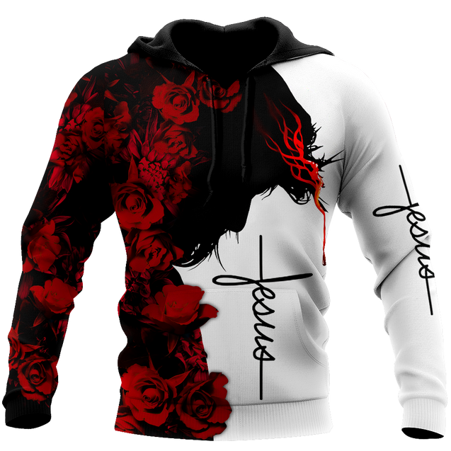 Premium Christian Jesus Catholic Red Roses 3D Printed Unisex Shirts