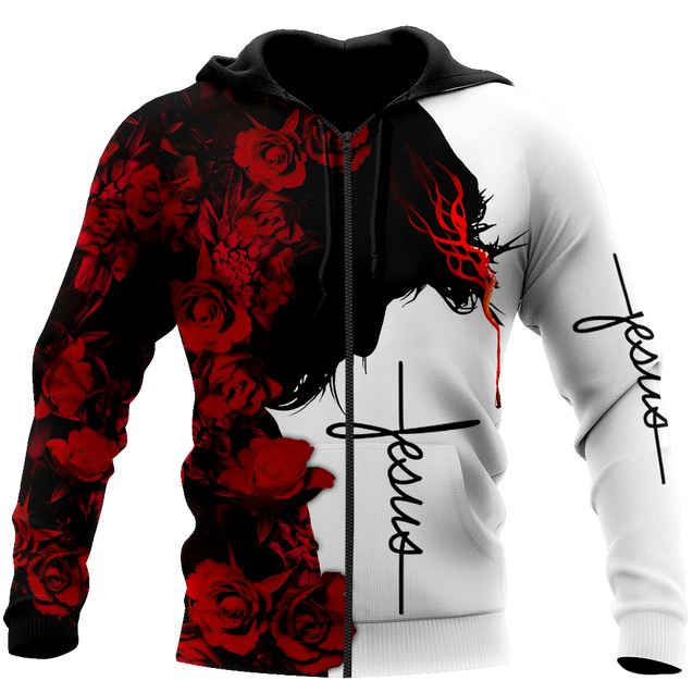 Premium Christian Jesus Catholic Red Roses 3D Printed Unisex Shirts