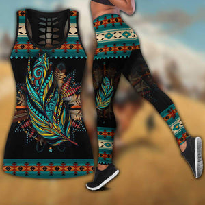 Native American Feather Combo Tank + Legging AM270602-Apparel-TT-S-S-Vibe Cosy™